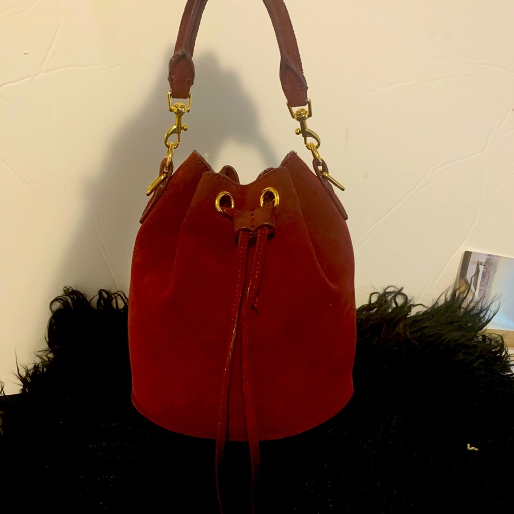 Luxury mini burgundy top handle purse